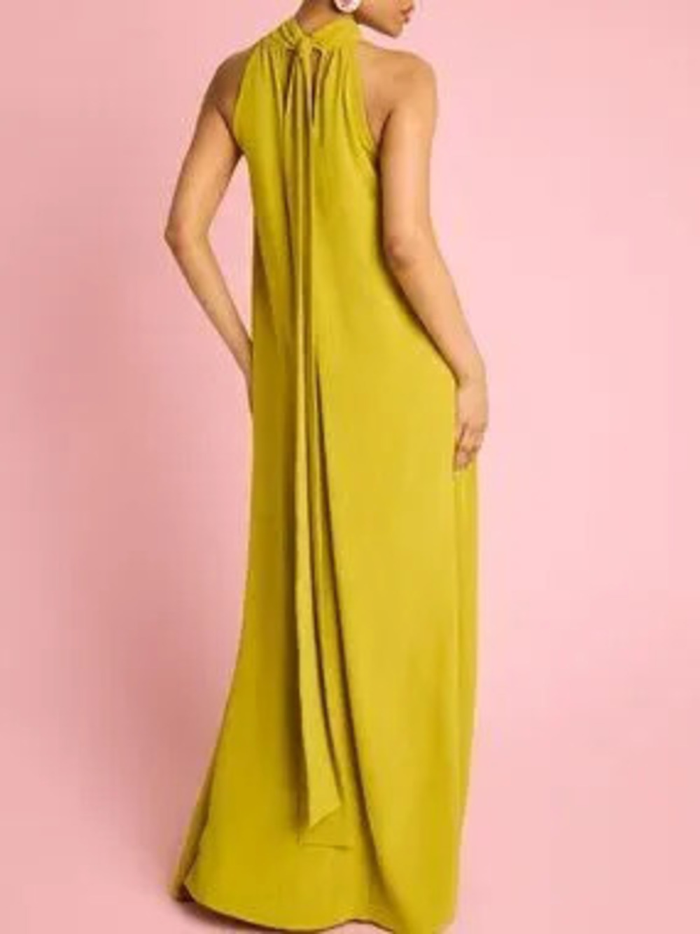 Green Elegant Women's Halter Neck Maxi Dress